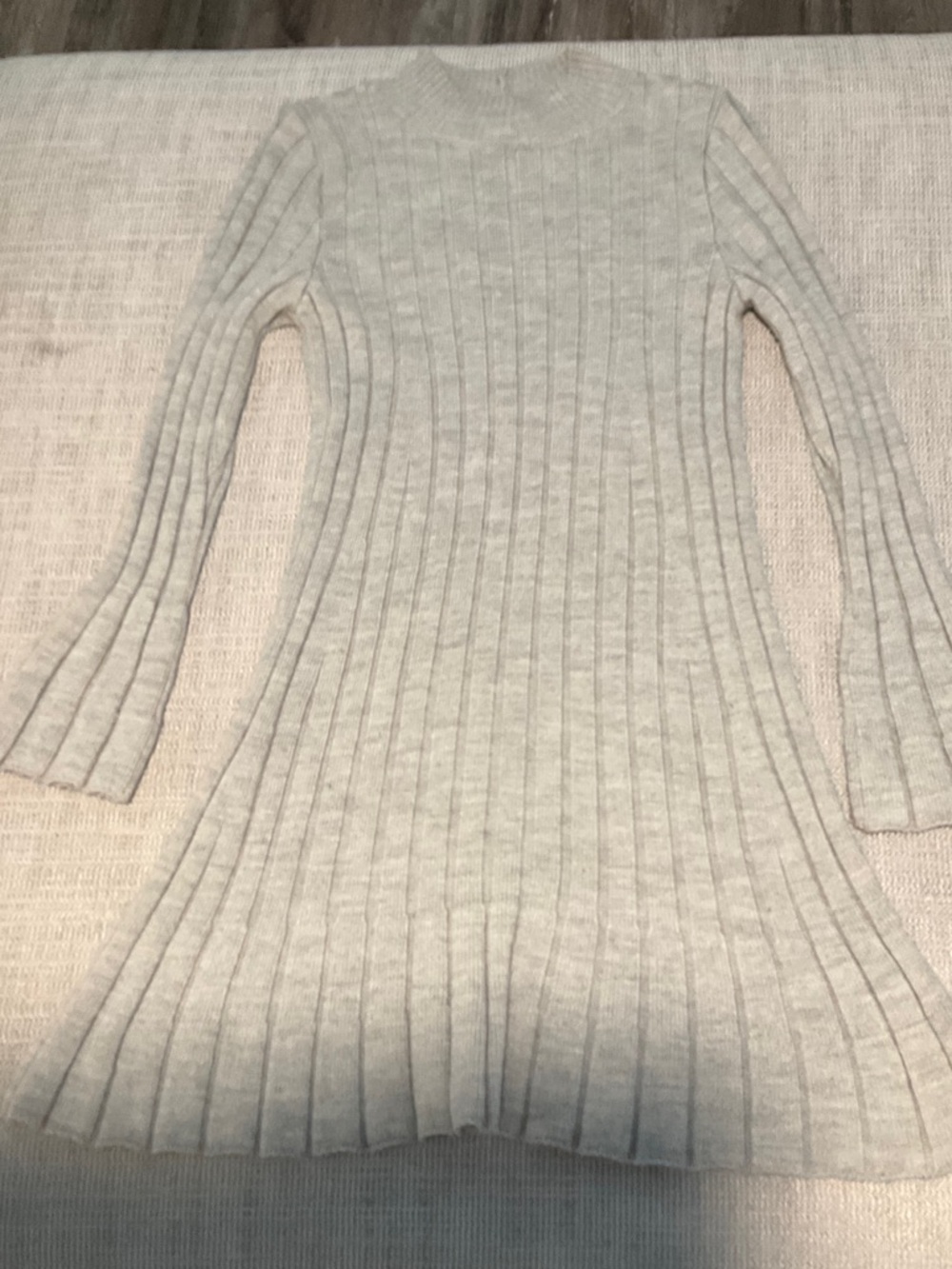 Anthropologie Women’s Ribbed Long Sleeve Knit Dress - Light Gray